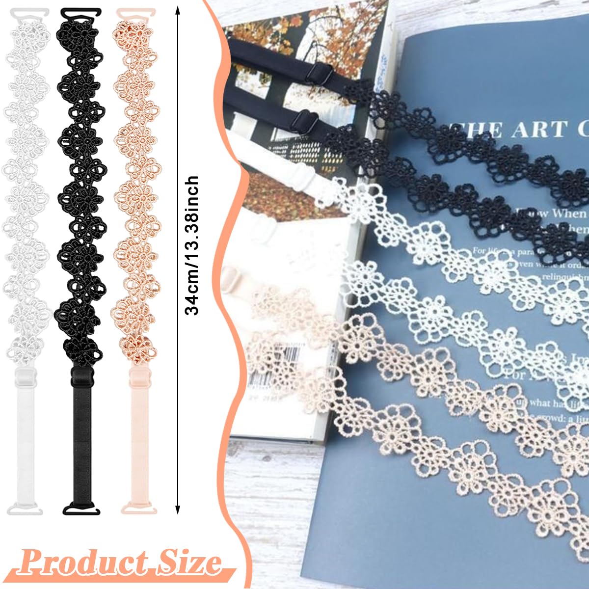 MAYCREATE 3 Pairs Bra Straps for Women, Stretchy Flower Lace Bra Strap, Adjustable Slim Underwear Strap, Replacement Shoulder Detachable Bra Straps for Strapless Dress Multicolour MAYCREATE 3 Pairs Bra Straps for Women, Stretchy Flower Lace Bra Strap, Adjustable Slim Underwear Strap, Replacement Shoulder Detachable Bra Straps for Strapless Dress Multicolour